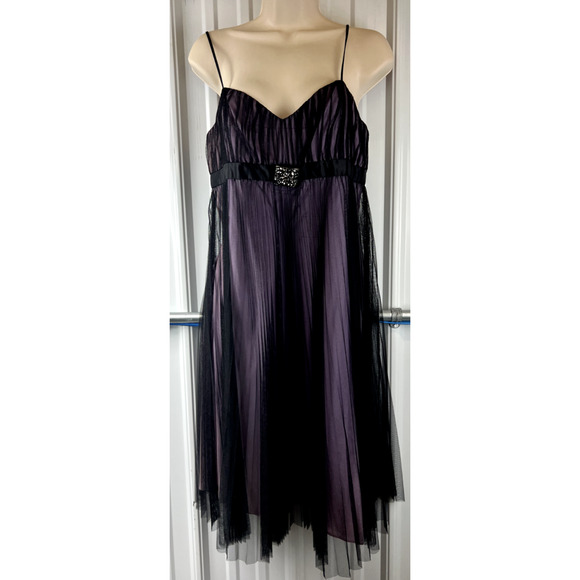 Adrianna Papell Size 8 Boutique Dress‎ Prom Purple black mesh whimsygoth y2k - Picture 1 of 13